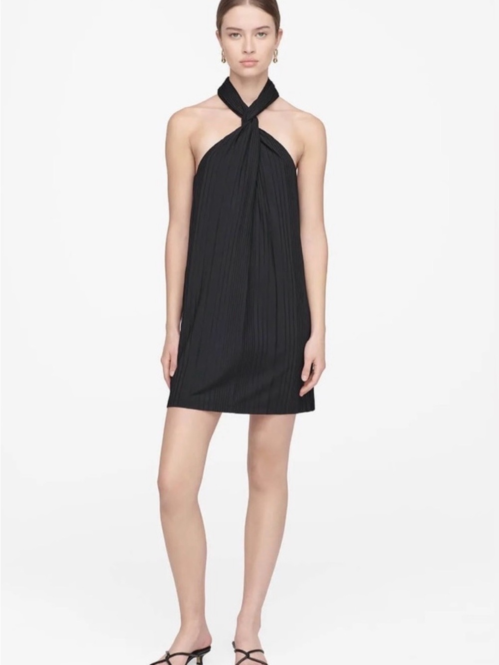 Anine Bing Black Halter Twist Mini Dress Size M